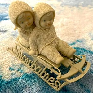 Snowbabies Kids on Sleigh Sled Snowsuits Winter Hill Snow Figurine Children